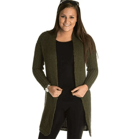 1526 - Lang patentstrikket cardigan