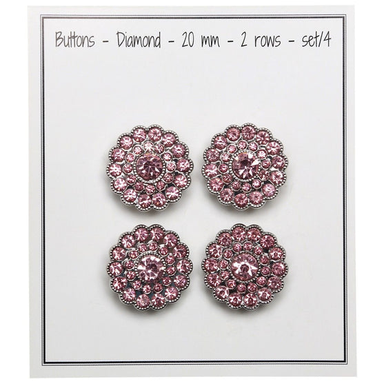 Glitzerknöpfe - Kleine Steine - Pink - 4 Stk - Go Handmade
2