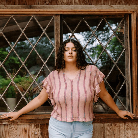 Dalle de Verre - Top mit Rüschenärmeln
1