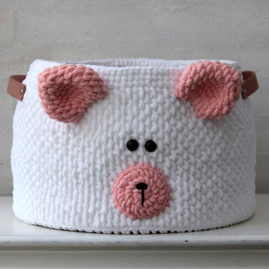 Teddy Basket GroĂ mit PU-Lederboden