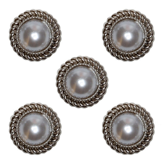 Bottoni con perla - 15 mm - 5 pz - Go Handmade