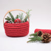 Ribbon Weihnachtskorb mit Lederhenkel
1