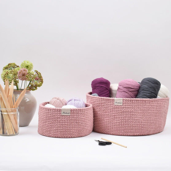 Ribbon Körbe mit rundem Lederboden – Knit Stitch
2