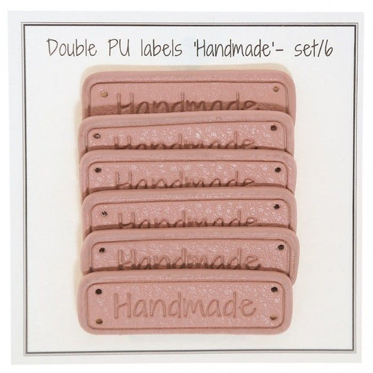 PU-Leder Etikett "Handmade" 5 x 1,5 cm - Go Handmade