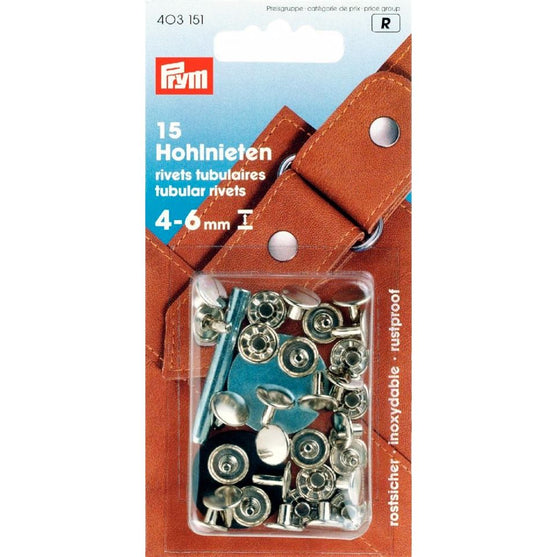 

Hohlnieten 4 - 6 mm - Silber - Prym
1