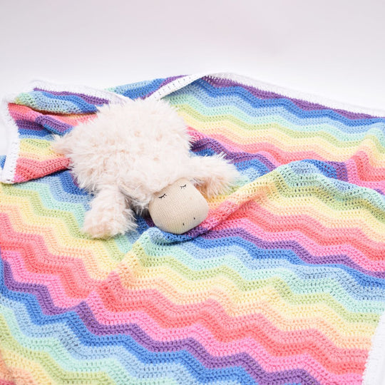 Gehäkelte Rainbow Babydecke – Pastell