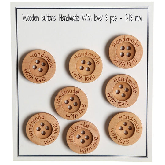 Holzknöpfe - Handmade with Love - 18 mm - Go Handmade