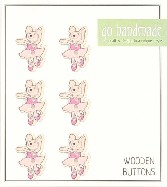 Holzknöpfe - Maus Emily- 6 Stück - Go Handmade