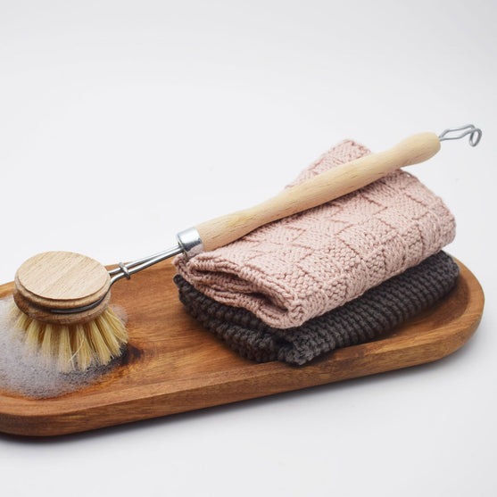 

Gestricktes Putztuch mit Würfelmuster
1