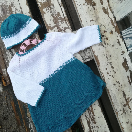 Teal Darling - Babykleidchen und Mütze