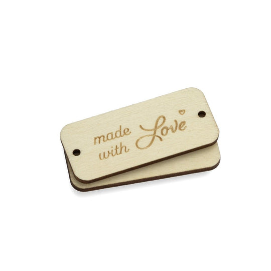 Labels aus Holz - Made With Love - Hobbii