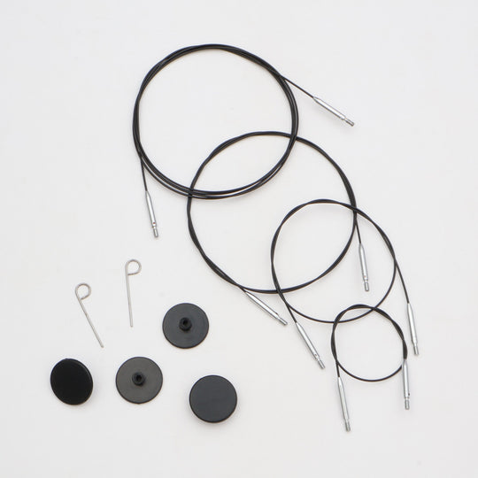 Swivel Thin &amp; Flex Seile - Black - KnitPro